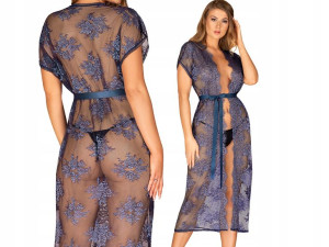 Szlafrok OBSESSIVE Flowlace peniuar Fioletowy L/XL