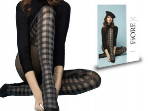 Fiore wzorzyste rajstopy Twist Again mel/black 2-S