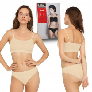 Gatta Top bezszwowy cienkie ramiączka, natural, L