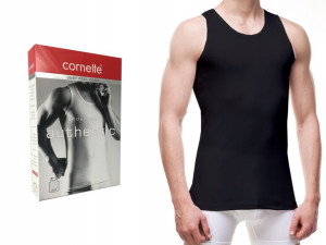 Koszulka męska CORNETTE AUTHENTIC 213, czarna, XXL