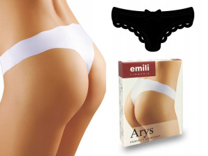 EMILI Arys Laserowo Cięte Stringi czarny L