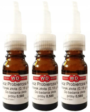 Ciecz Probiercza 10ml CHLOREK ZŁOTA 0,18g Au 3x