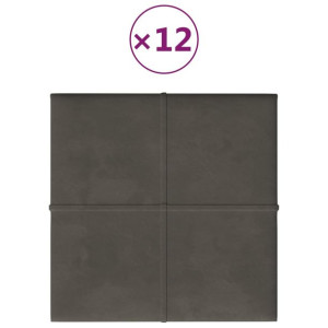 Panele ścienne, 12 szt, ciemnoszare, 30x30 cm, aksamit, 1,08 m²