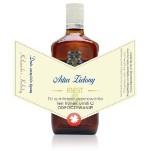 PREZENT DLA EMERYTA etykieta na whisky Ballant.