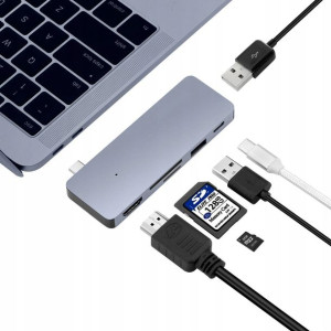 Adapter 6w1 Hub Usb-c 3.1 Hdm 4k Usb 3.0 Sd Micro