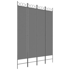 Parawan 4-panelowy, antracytowy, 160x220 cm, tkanina