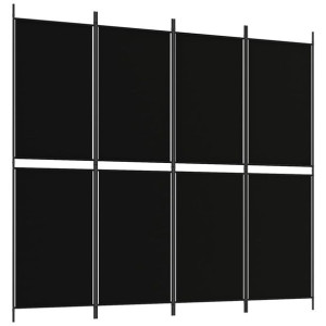 Parawan 4-panelowy, czarny, 200 x 180 cm, tkanina