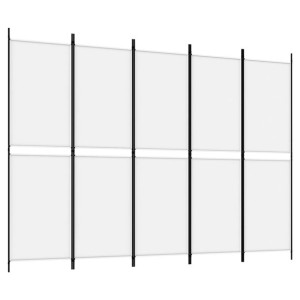Parawan 5-panelowy, biały, 250 x 180 cm, tkanina