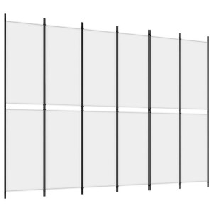 Parawan 6-panelowy, biały, 300x220 cm, tkanina