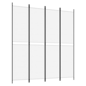 Parawan 4-panelowy, biały, 200x220cm, tkanina