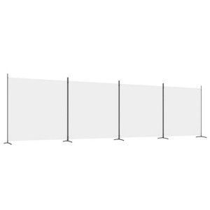 Parawan 4-panelowy, biały, 698x180 cm, tkanina