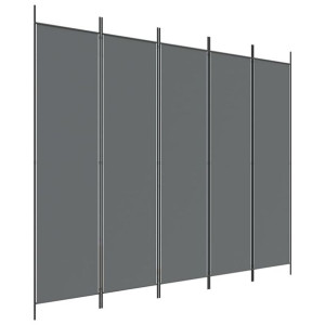 Parawan 5-panelowy, antracytowy, 250x200 cm, tkanina