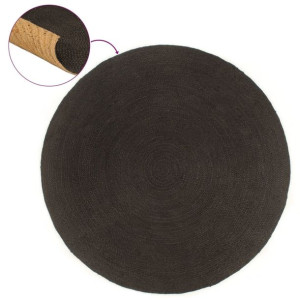 Pleciony dywan dwustronny, antracyt/naturalny, 150 cm, jutowy