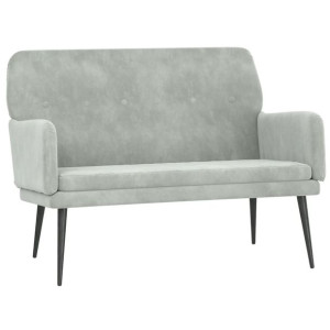 Ławka, jasnoszara, 108x79x79 cm, tapicerowana aksamitem
