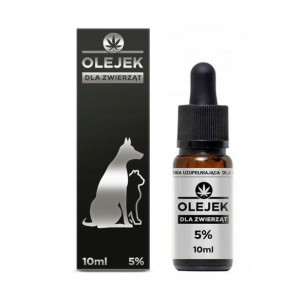 Olejek CBD 5% dla Zwierząt + olej z łososia - 10ml Sativa Poland
