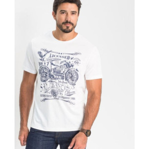 Biały Bawełniany T-shirt Z Nadrukiem 64-66 914271