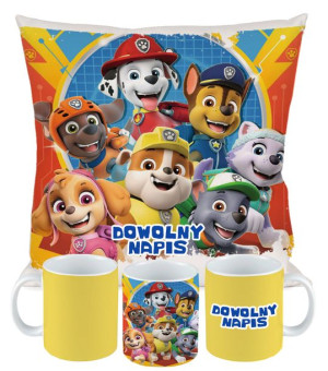 Zestaw Poduszka Kubek Psi Patrol Paw Patrol + Imię