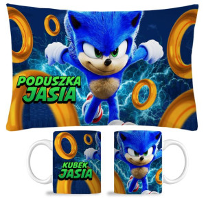 Zestaw Kubek + Poduszka Sonic + Imię Prezent