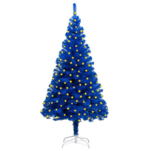 Sztuczna choinka ze stojakiem i LED, niebieska, 180 cm, PVC
