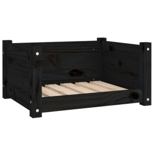 Legowisko dla psa, czarne, 55,5x45,5x28 cm, lite drewno sosnowe