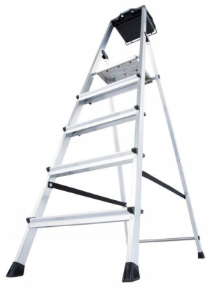 Drabina aluminiowa z półką Krause Monto Secury 1x5