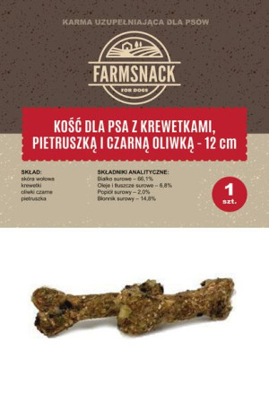 FarmSnack Kość dla psa z krewetkami, pietruszką i czarną oliwką 12cm