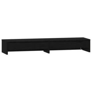 Podstawka na monitor, czarna, 100x27x15 cm, lite drewno sosnowe