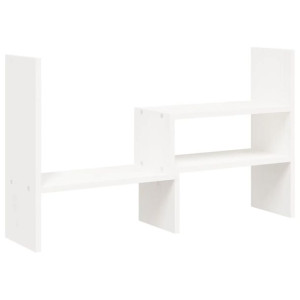 Podstawka na monitor, biała, (39-72)x17x43 cm, drewno sosnowe