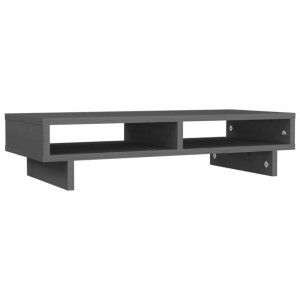 Podstawka na monitor, szara, 60x27x14 cm, lite drewno sosnowe