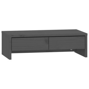 Podstawka na monitor, szara, 50x27x15 cm, lite drewno sosnowe