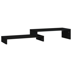 Podstawka na monitor, czarna, (52-101)x22x14 cm, drewno sosnowe