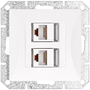 Gniazdo moduł internetowe 2 x LAN RJ45 OPAL biały