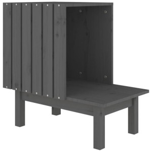 Domek dla kota, szary, 60x36x60 cm, lite drewno sosnowe