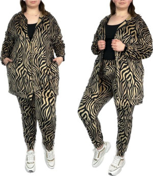 Welurowy Komplet Dresowy W Zebrę Plus Size Wawa 44/2xl