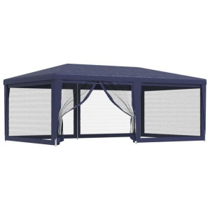 Namiot imprezowy z 6 ścianami z siatki, niebieski, 6x4 m, HDPE