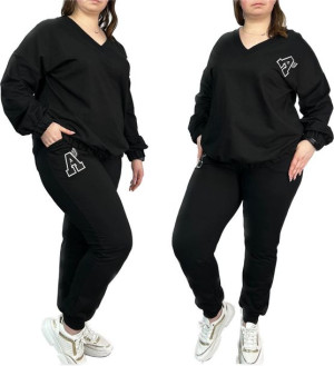 Komplet Dresowy Bluza Spodnie Plus Size Wawa Black 46/3xl