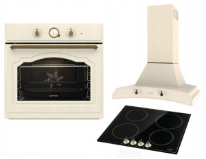 GORENJE Piekarnik,Okap,Płyta ind.RETRO kość słoń.