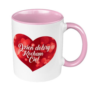 Kubek 330ml "Dzień dobry kocham Cię"-różowy.