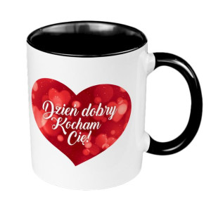 Kubek 330ml "Dzień dobry kocham Cię"- czarny.