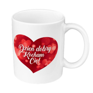 Kubek 330ml "Dzień dobry kocham Cię"- biały.