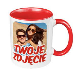 Kubek 330ml z Twoim zdjęciem, tekstem, grafiką- czerwony.