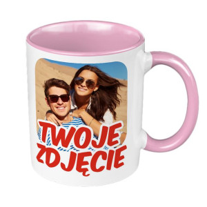 Kubek 330ml z Twoim zdjęciem, tekstem, grafiką- różowy.