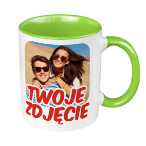 Kubek 330ml z Twoim zdjęciem, tekstem, grafiką- zielony.