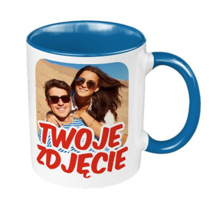 Kubek 330ml z Twoim zdjęciem, tekstem, grafiką- niebieski.