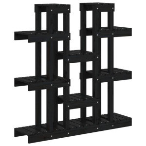 Kwietnik, czarny, 104,5x25x109,5 cm, lite drewno sosnowe