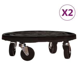 Podstawki pod donicę, z kółkami, 2 szt., 40 cm, czarne, 275 kg