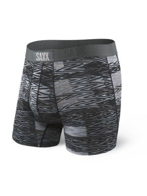 Bokserki męskie wygodne SAXX ULTRA Boxer Brief Fly w zygzaki - szaro-czarne