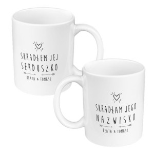 Zestaw Kubków 330 ml biały dla nowożeńców.