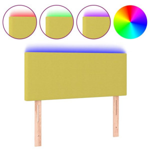 Zagłówek do łóżka z LED, zielony, 100x5x78/88 cm, tkanina