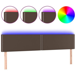 Zagłówek do łóżka z LED, brązowy, 160x5x78/88cm, sztuczna skóra